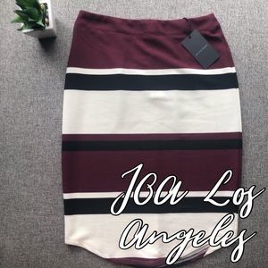 JOA Los Angeles Striped Bodycon dolphin hem skirt new with tags small